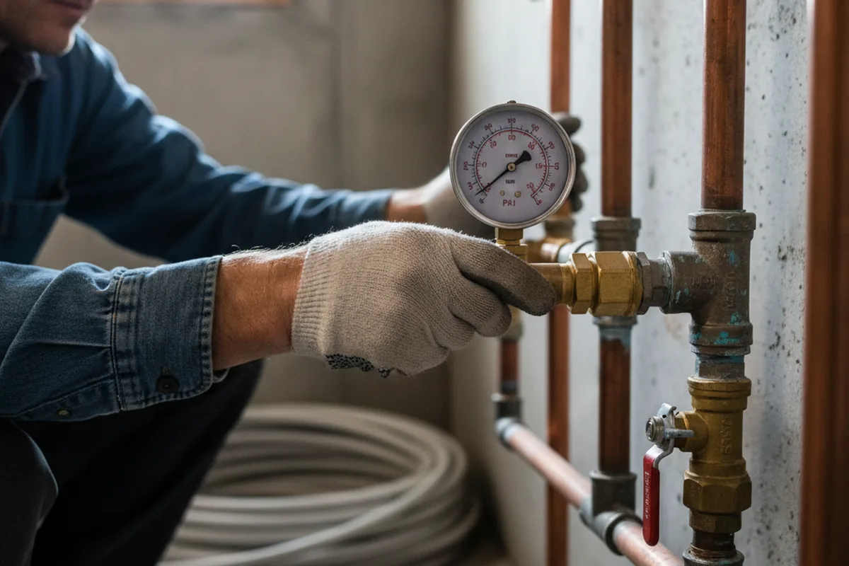 Pressure testing a repaired line during Water Line Repair in Bell Gardens